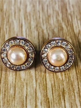 Rose Gold Pearl & Crystal Halo Stud Earrings - Ross Simons